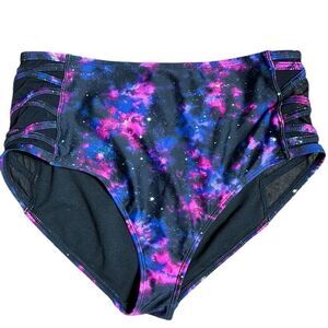 Hot topic galaxy outer space celestial high waist side lace mesh bikini bottom